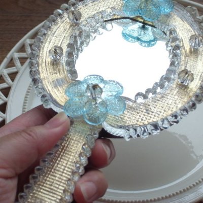 画像1: ムラノガラス手鏡  アンティーク