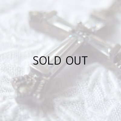 画像3: クリスタルなガラス   シルバークロスペンダント  アンティーク