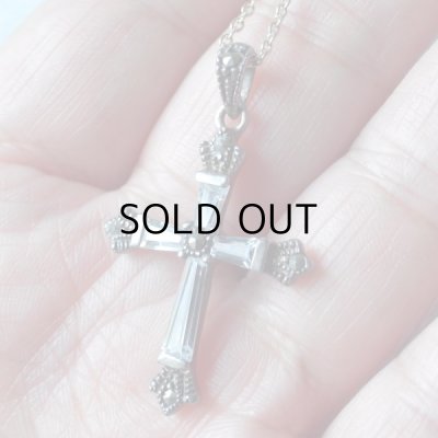 画像6: クリスタルなガラス   シルバークロスペンダント  アンティーク