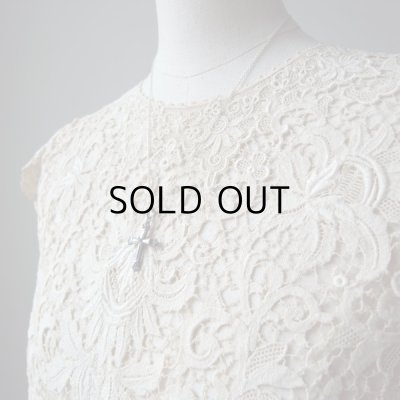 画像7: クリスタルなガラス   シルバークロスペンダント  アンティーク