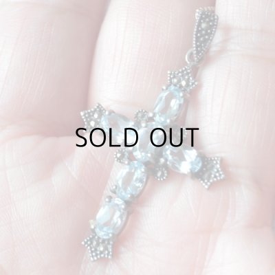 画像5: ミントなガラスのシルバークロスペンダント  アンティーク