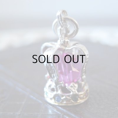 画像3: シルバーチャーム  王女さまのピンクの王冠  アンティーク