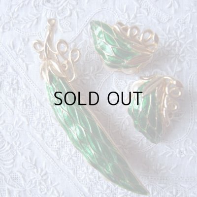 画像3: トリファリ  えんどう豆のブローチとイヤリングのセット  アンティーク