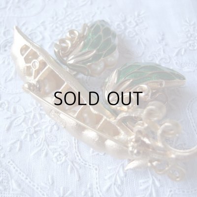 画像6: トリファリ  えんどう豆のブローチとイヤリングのセット  アンティーク