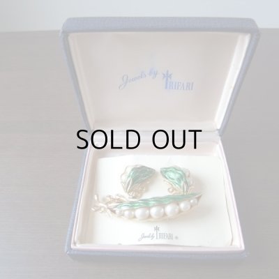 画像20: トリファリ  えんどう豆のブローチとイヤリングのセット  アンティーク