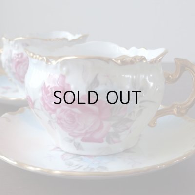 画像10: ムスタッシュカップ2客組  優美なバラ  イギリスアンティーク