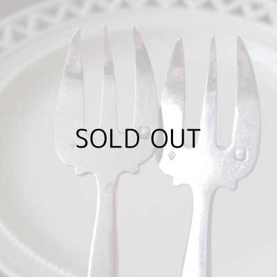 画像12: シルバーオイスターフォーク2本セット  フランスアンティーク