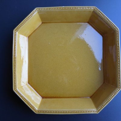 画像1: 黄釉のオクトゴナル皿　フランスアンティーク