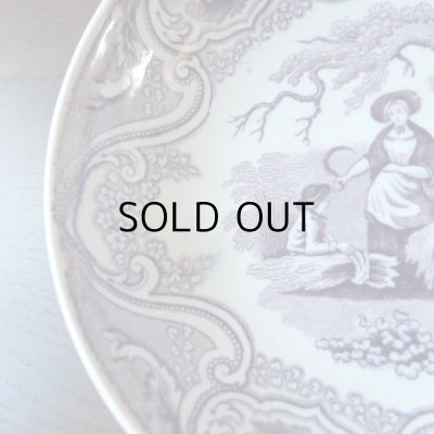 画像5: 紫のグリザイユの小皿　ベルギーアンティーク