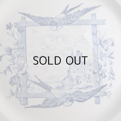 画像14: 幸せを呼ぶツバメのグリザイユのお皿　アンティーク