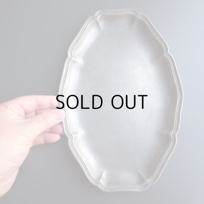 画像20: 花リムオーバル ピューターのお皿　フランスアンティーク