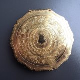 ストラットン（Stratton）のコンパクトミラー・ゴールド　イギリスアンティーク