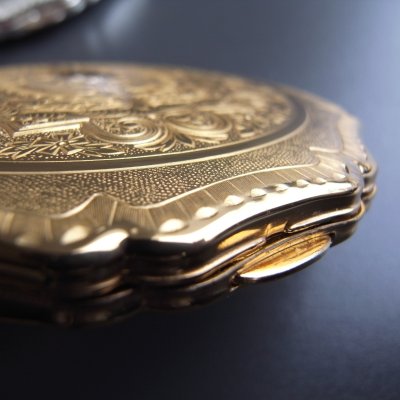 画像7: ストラットン（Stratton）のコンパクトミラー・ゴールド　イギリスアンティーク