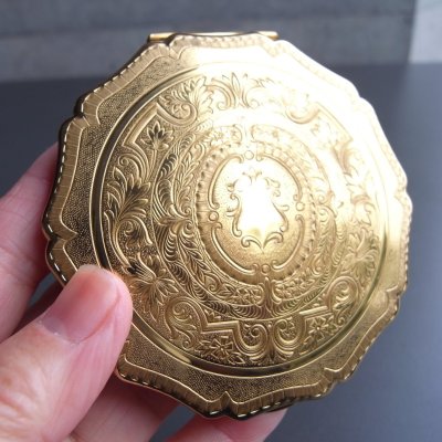 画像24: ストラットン（Stratton）のコンパクトミラー・ゴールド　イギリスアンティーク