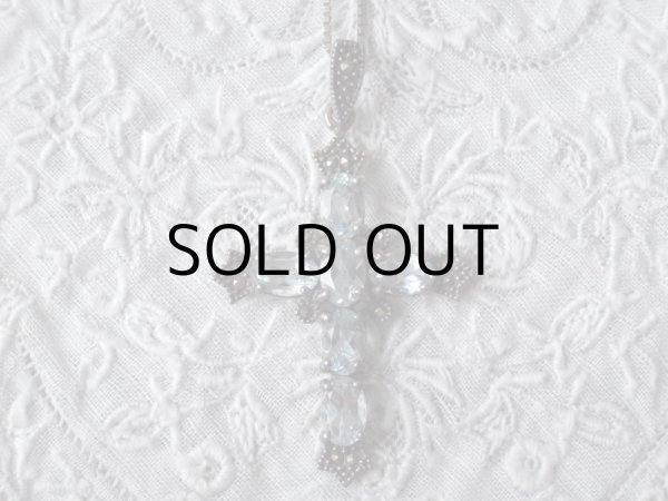 画像10: ミントなガラスのシルバークロスペンダント  アンティーク (10)