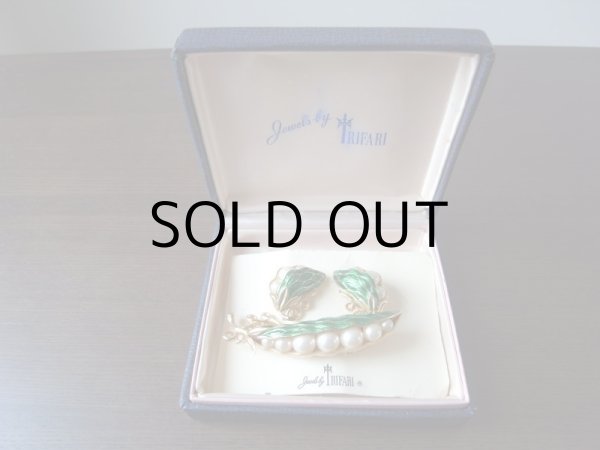 画像20: トリファリ  えんどう豆のブローチとイヤリングのセット  アンティーク (20)