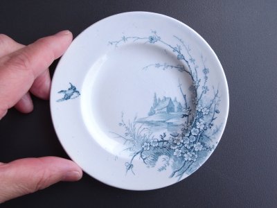 画像1: おままごとのお皿 すずめちゃん   GIEN窯フランスアンティーク