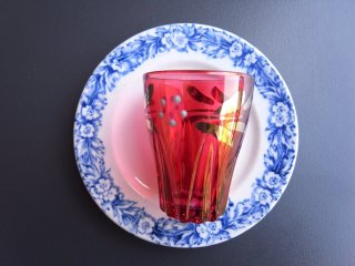 フランスアンティーク ♧ ノットデザインの小さなグラス ♧ エナメル彩 フランスアンティーク ♧ ノットデザインの小さなグラス