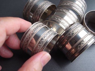 画像1: シルバープレートナプキンリング6個セット  フランスアンティーク