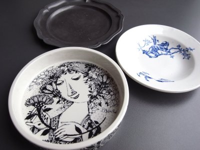 画像1: かくれんぼ？狩り？ おままごとのお皿　フランスアンティーク