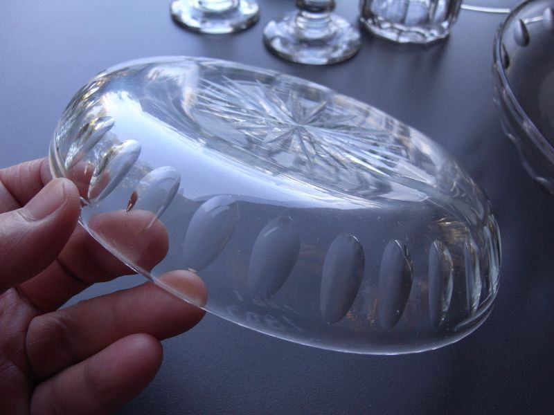 大正ガラス 大皿と小皿 2枚組 アンティーク - テーブルB