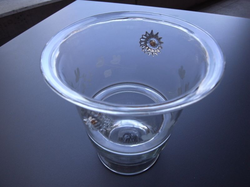 昭和レトロ　アンティークガラス　ビンテージ　気泡　アイスペール　2.2キロ
