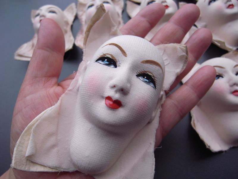 レア 和製フランス人形 のお顔のパーツ大きめ 10個セット アンティーク テーブルb