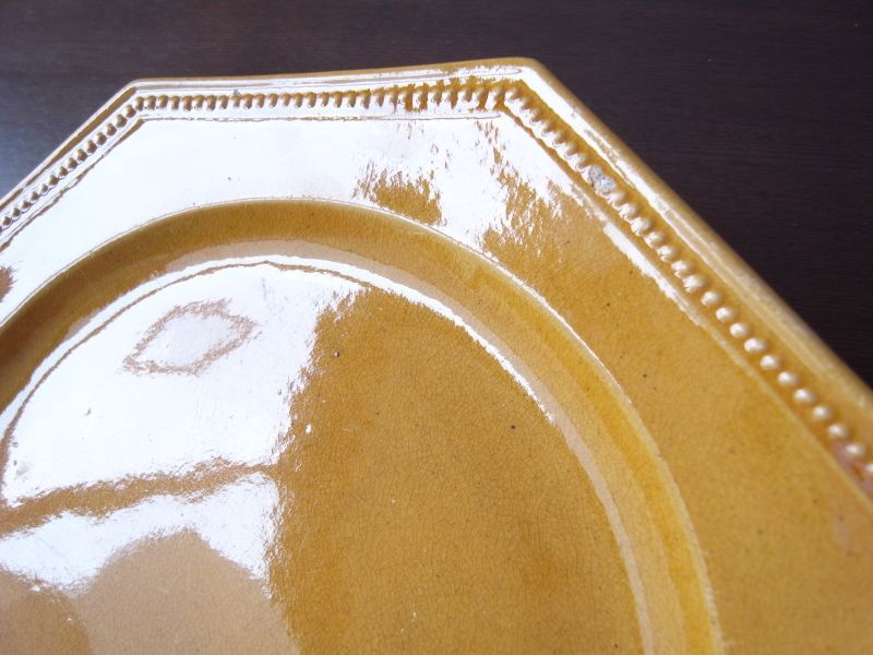 フランス19世紀 黄釉オクトゴナル ポワソン皿 超美品 - 工芸品