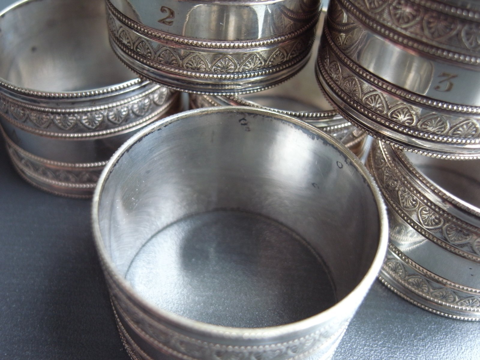 ウィドマン　アンティーク　ナプキンリング　6個セット　シルバー835 銀器 ドイツ 純銀 シルバー835 ローズデザイン ナプキンリング6個